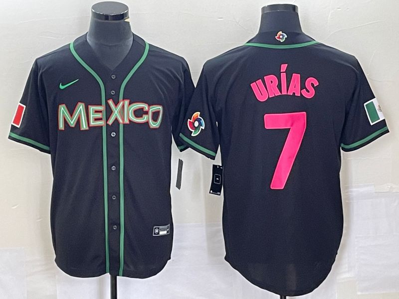 Men 2023 World Cub Mexico #7 Urias Black pink Nike MLB Jersey46